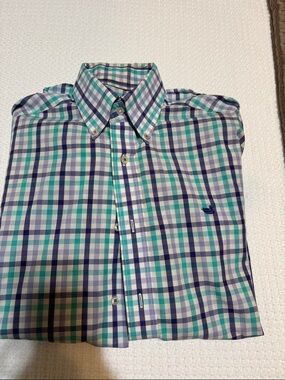 Southern Marsh Men's Plaid Button-Down Shirt in Blue & Teal medium
